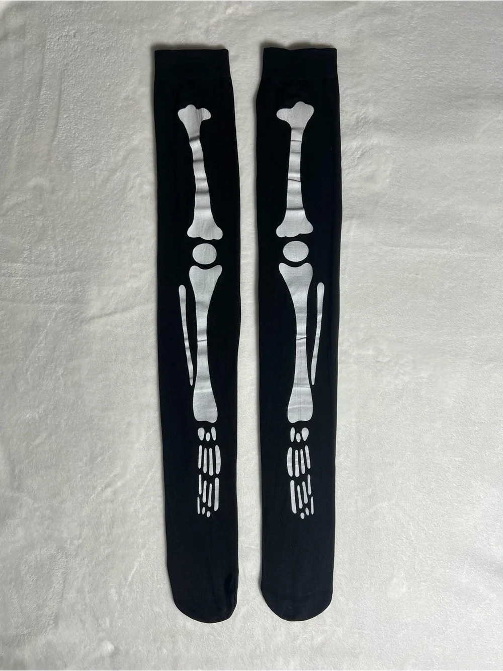 NASTY GAL Black Halloween Skeleton Print Above Knee Stockings Socks